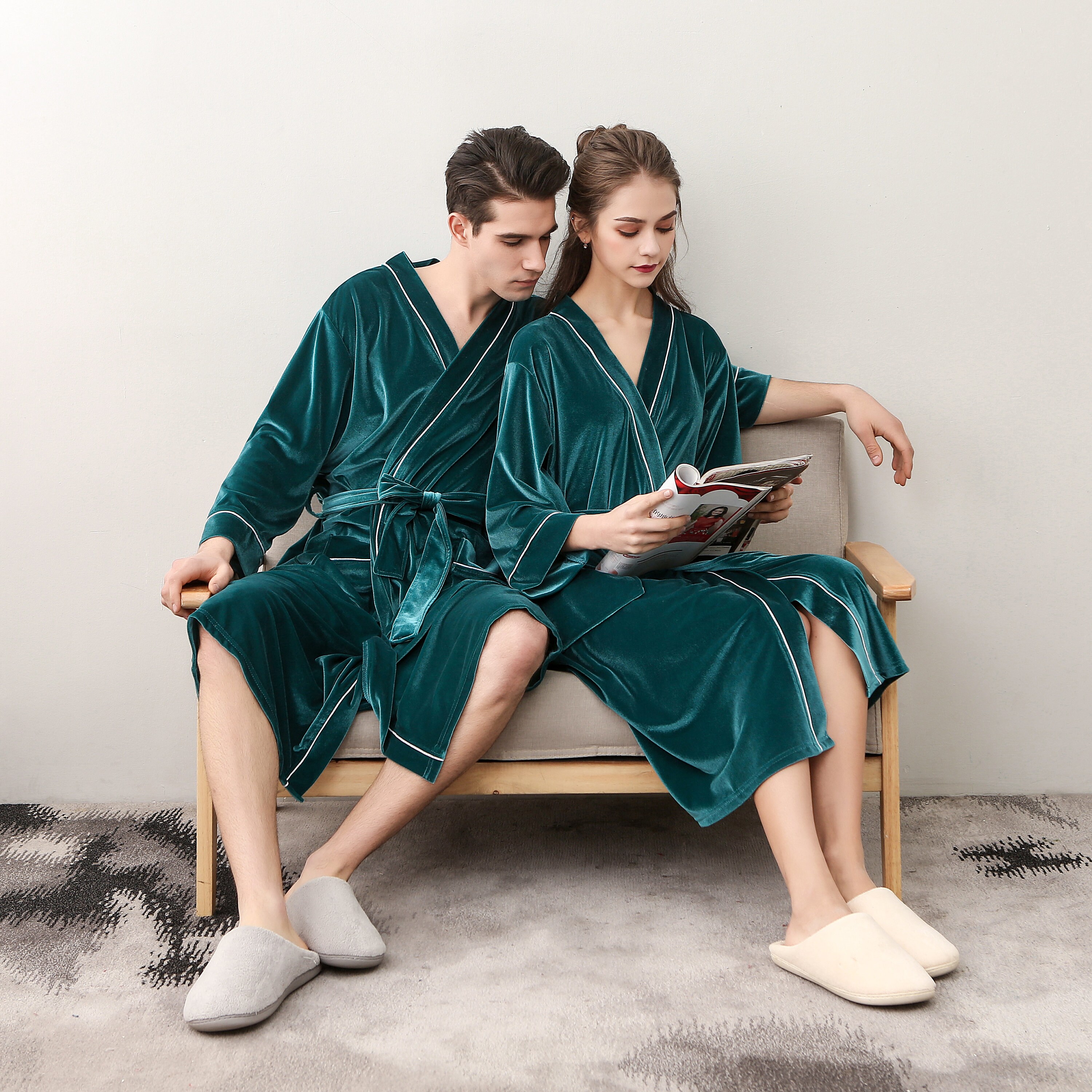 Couple velvet robe Long Bathrobes Women Long Velvet Robe Long Etsy