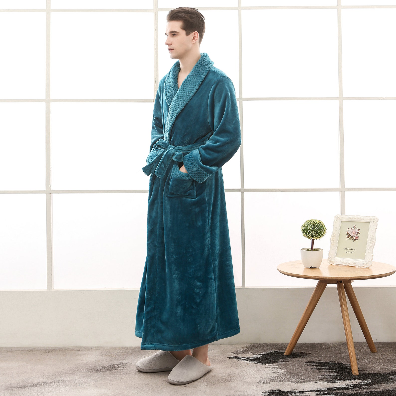 Couple Long Bathrobes Fashion Nightgown Men's Coral Fleece Etsy