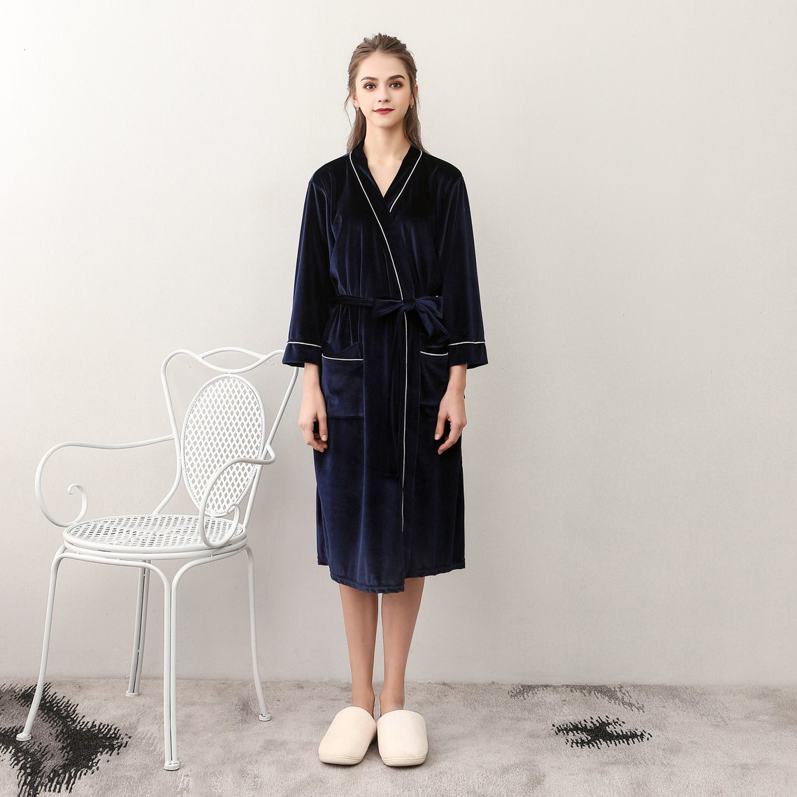 Women Long Velvet Robe Robe For Women Silk Robes For Women Etsy