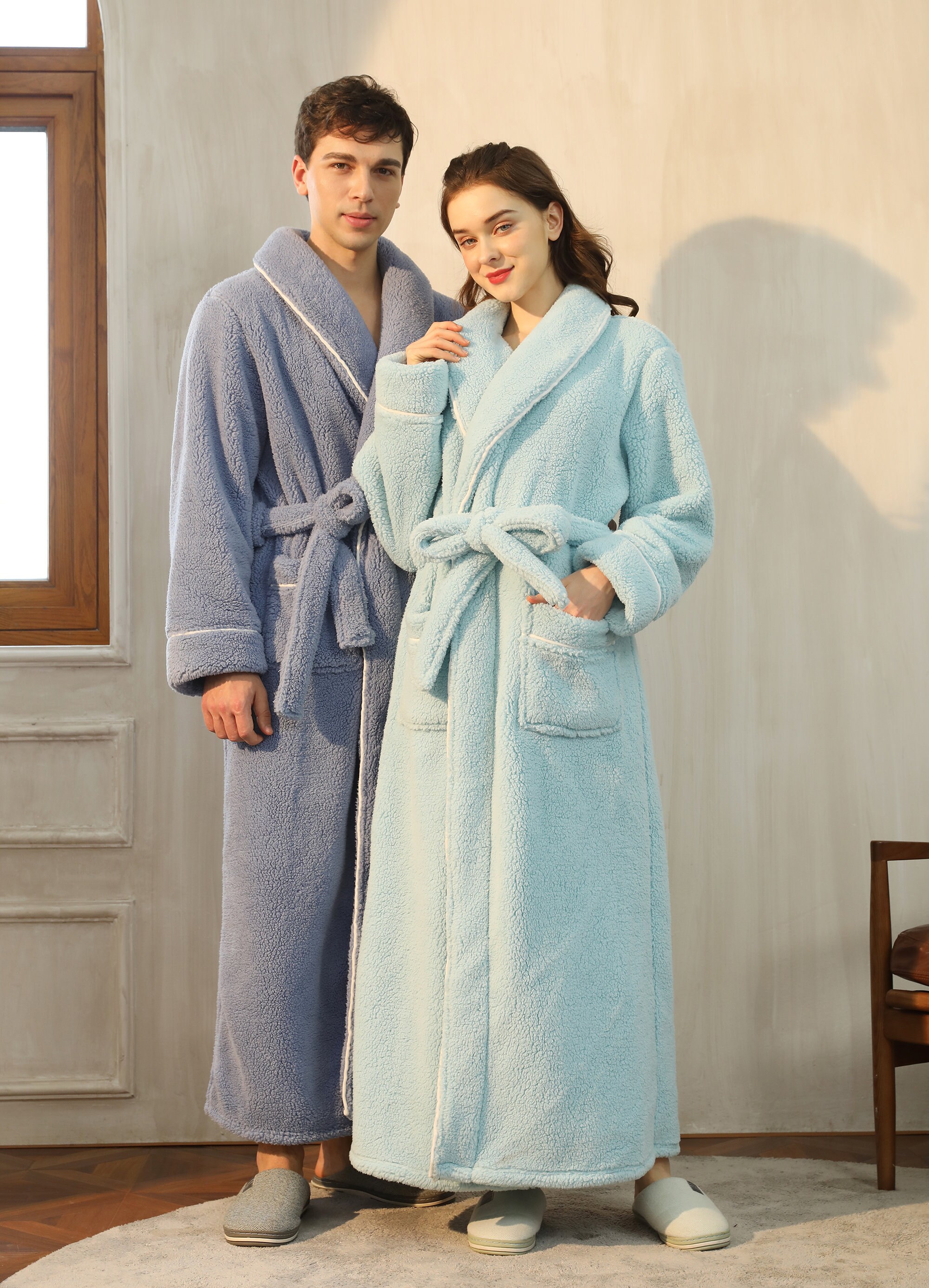 Robe Womens Velvet Robe Long Bathrobe Fleece Full Length Etsy