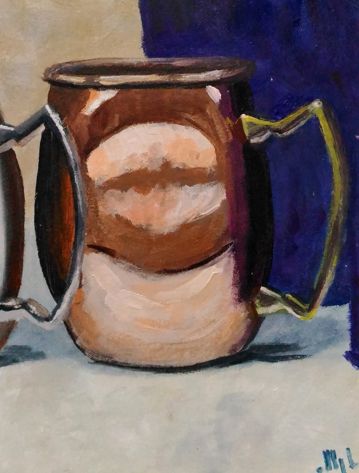Four Mugs Oil Painting Original Art Wall Decor Kitchen Etsy