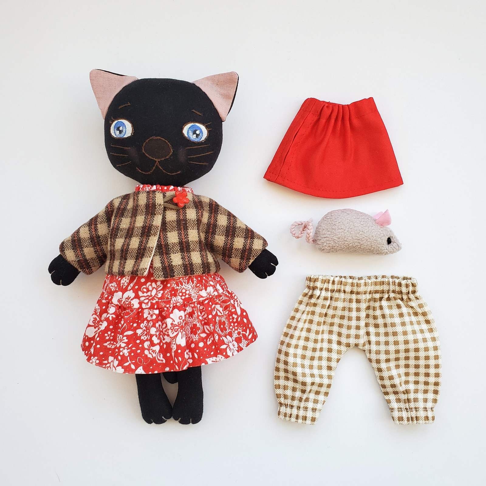 Handmade Backpack and Black Cat Doll Fabric Toy Handmade Etsy