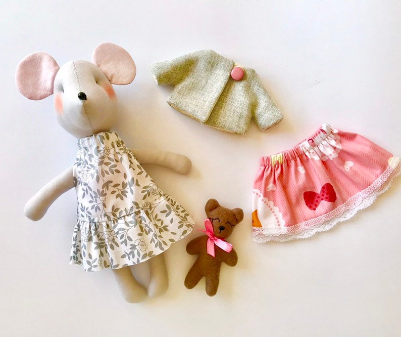 Handmade Doll Mouse With Clothes, Fabric Toy, Mouse Toy, Cloth Dolls