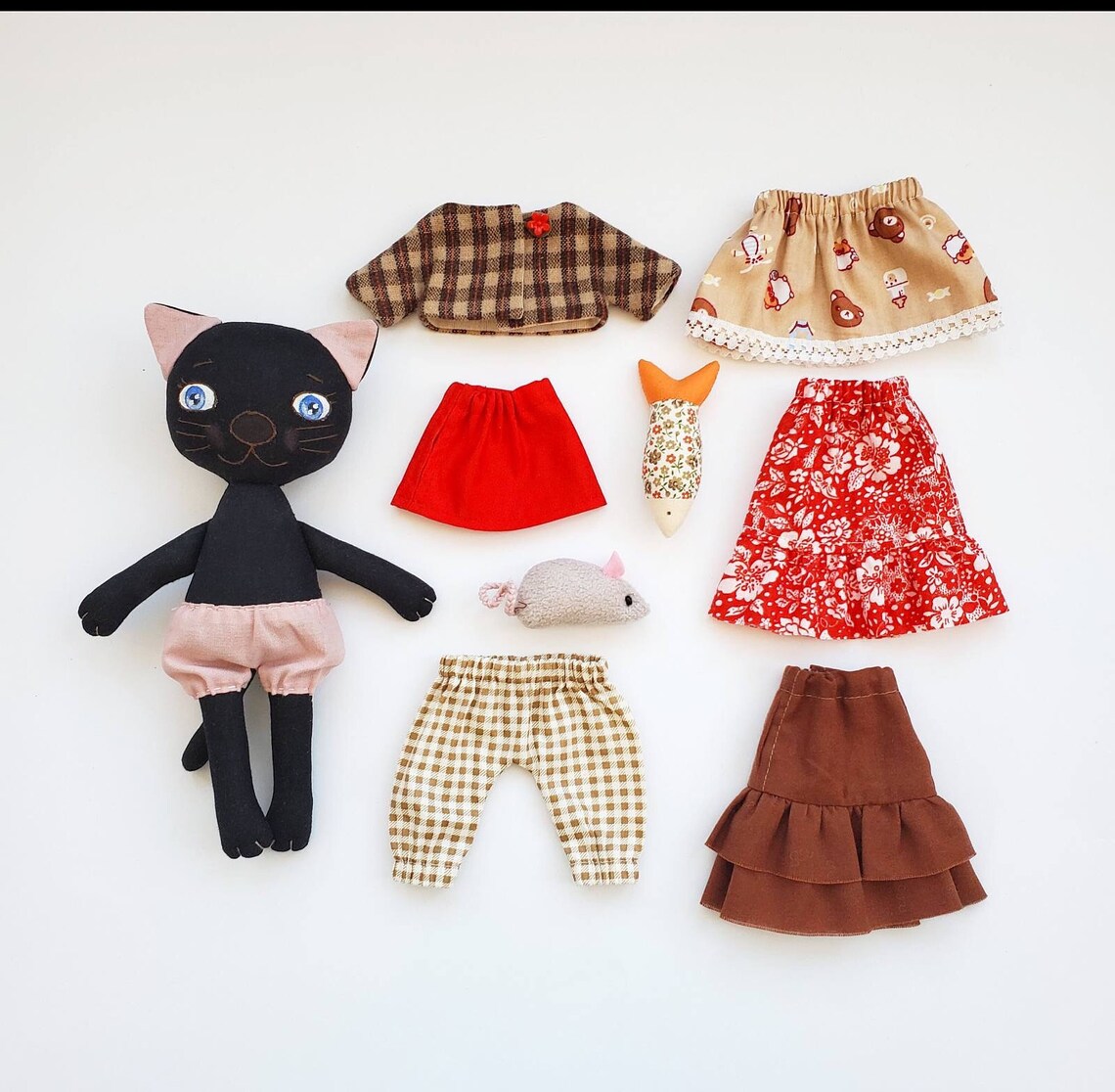 Handmade Backpack and Black Cat Doll Fabric Toy Handmade Etsy