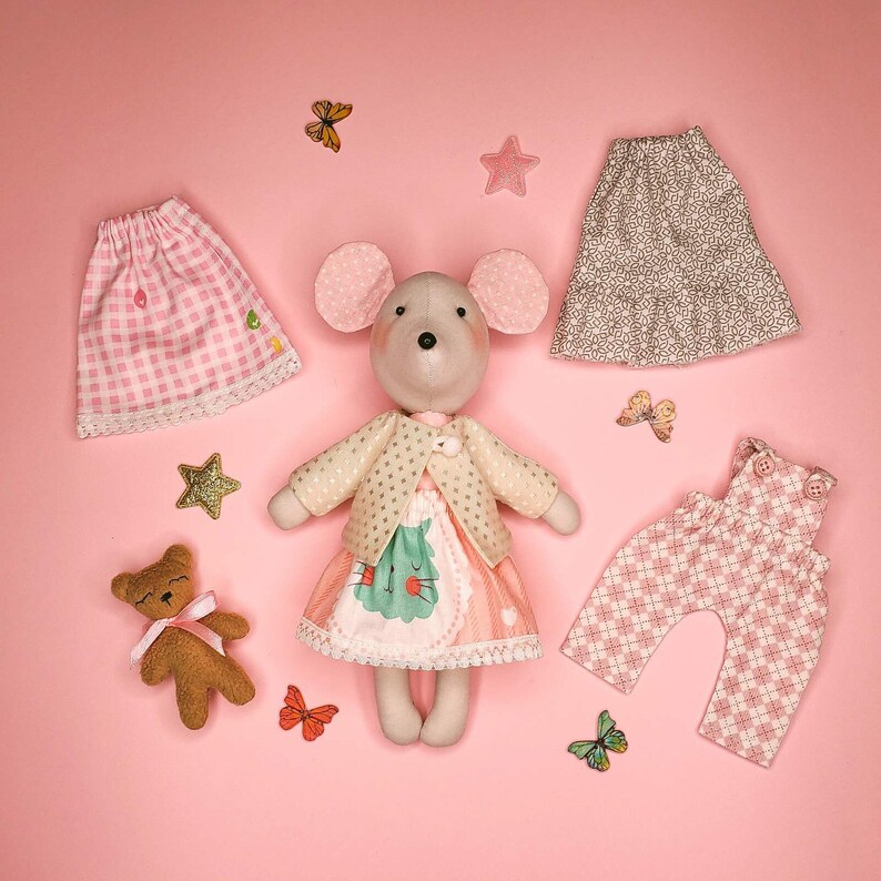 Handmade Doll Mouse With Clothes, Fabric Toy, Mouse Toy, Cloth Dolls