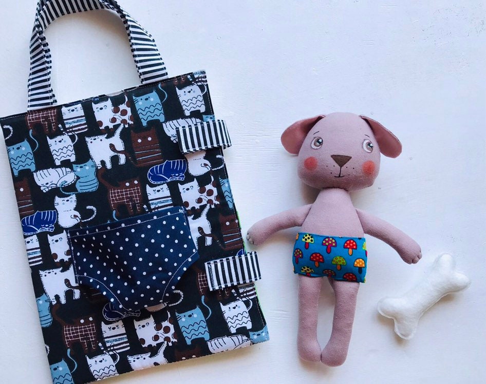 Stuffed Dog Fabric Toy with Set of Clothes Dog Stuffed Etsy