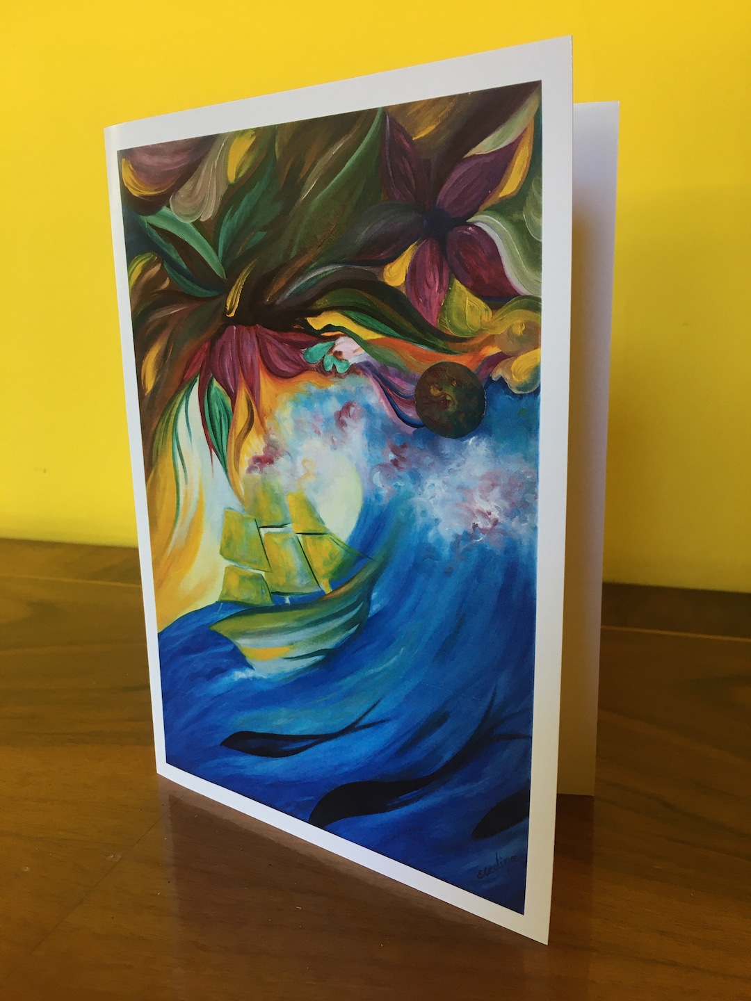 Greetingcardwavefineartprintpainting by Eledina Etsy