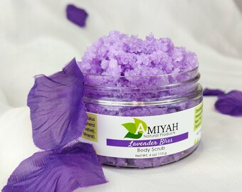 Natural Scrub 4 oz, Moisturizing Body Scrub, Body Polish, Exfoliating, Scrub, Self Care, Gift for Her, Salt Scrub by Amiyah Natural Products