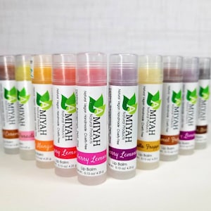 Shea Butter Lip Balms, 10 Pack Bundle, Flavored Lip Balms, Unscented Chapsticks, Lip Balm Gift, Party Favors by Amiyah Natural Products