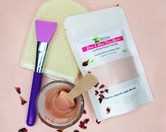 Pink Clay, Facial Mask, Rose Clay, Aloe Vera and Rose Powder, For Mature Skin, For Sensitive Skin, Face Wash by Amiyah Natural Products