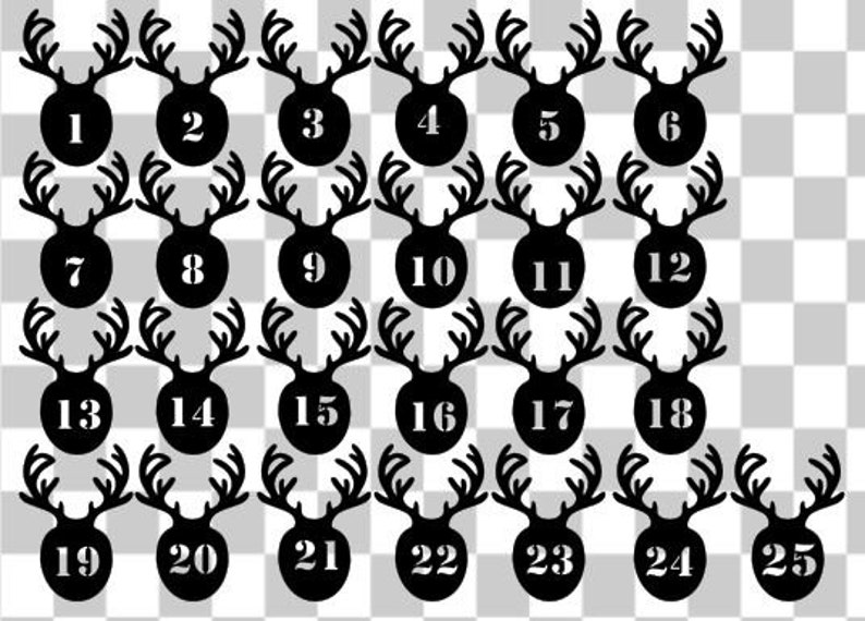 SVG Christmas Advent Calendar Numbers 1 25 Laser Cut File Etsy
