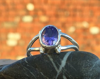 Amethyst Gemstone Ring, Dainty Wire Ring, 925 Sterling Silver Ring, February Birthstone, Boho Ring Jewelry, Amethyst Ring, Gift For Her