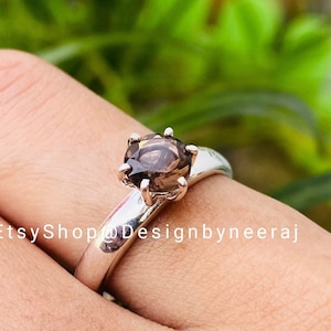 Natural Smoky Quartz Ring, Gemstone Ring, 925 Sterling Silver Ring, Brown Ring, Statement Ring, Smoky ring, Quartz Ring, Gift For Her