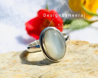 Natural Moonstone Ring, 925 Sterling Silver Ring, Handmade Ring, beautiful Moonstone Ring, Birthday Gift for Her,Ring for Women