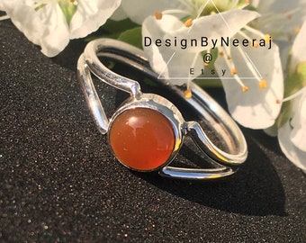 Elegant Orange Carnelian Ring, Carnelian Ring, Refreshing Ring, 925 Sterling Silver Ring, Rings for Women, Womens Rings, Gift for her