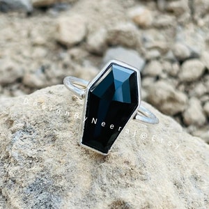 Black Onyx Coffin Ring, 925 Sterling Silver, Handmade Jewelry, Coffin Ring, Black Onyx, Beautiful Onyx Ring, Women Gift Ring, Gift For Her