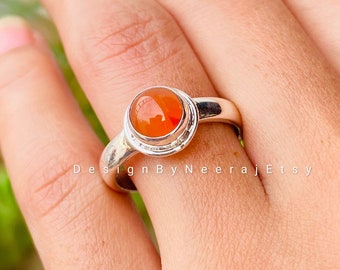Beautiful Orange Carnelian Ring, 925 Sterling Silver Ring, Womens Rings, Natural Carnelian, Handmade Ring ,Gifts for Her, August Birthstone