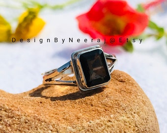 Jolie bague quartz fumé, bague quartz fumé, bague en argent sterling 925, bague quartz, bagues pour femme, joli cadeau quartz fumé pour elle