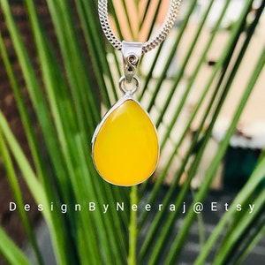 Lovely Yellow Onyx Pear Cab Pendant, Yellow Onyx Pendant,Handmade Gemstone Jewelry, 925 Sterling Silver Pendant, Gift For Girl Women