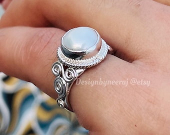 Pearl Silver Ring - Pearl Sterling Ring - Natural Pearl - June Birthstone - White Pearl - Everyday Pearl Ring - Women Gift Ring - Gifts Ring