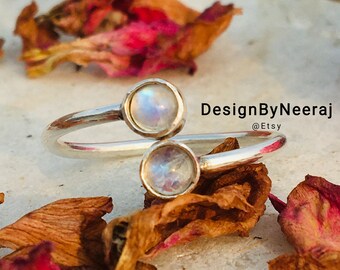 Natural Rainbow Moonstone Ring, Rainbow Moonstone Ring, 925 Sterling Silver Ring, Handmade Jewelry Ring, Moonstone Ring, Gitf For Her