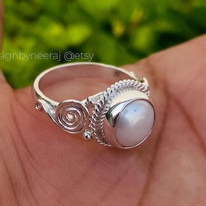 Natural Pearl Ring- 925 Sterling Silver Ring- Freshwater Pearl Ring- Women Statement Ring- Handmade Pearl Ring- Pearl Ring- Gift For Her