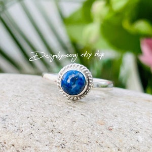 Natural Lapis Lazuli Boho Ring, 925 Sterling Silver Ring, Lapis Ring, Victorian Dainty Ring, September Birthstone, Blue Ring, Gift for her