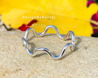 Zig Zag Ring, 925 Sterling Silver Ring, Handmade Ring, Wave Ring, Stacking Ring, Delicate Ring, Rings For Women, Jewelry Gift For Her