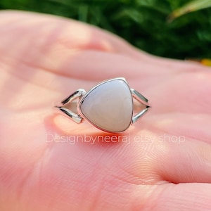 Natural White Coral Ring, Trillion Shape Coral Ring, 925 Sterling Silver Ring, Oxidized Ring, White Coral Jewelry,Birthday Stone, Gift Ring