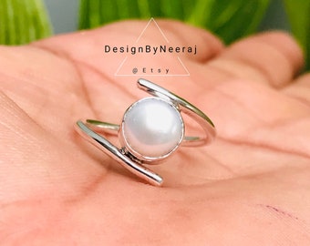 Natural Pearl Ring , 925 Sterling Silver Ring, Handmade Pearl Ring, Pearl Ring, Rings for Women, Gifts for Girls, Pearl Silver Jewelry Ring