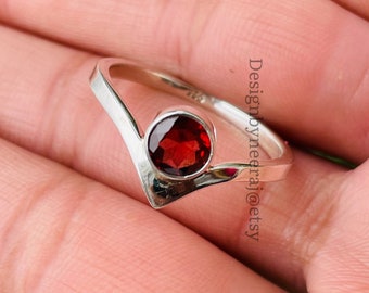 Natural Red Garnet Ring, 925 Sterling Silver Ring, Crown Ring, Garnet Ring, Ring For Women, Red Ring, Queen Ring, Gemstone Jewelry, Gift for