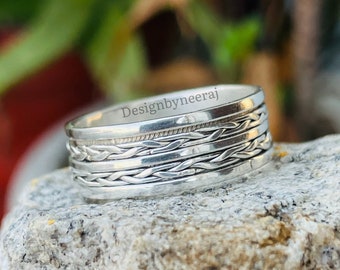 Spinner Ring, Sterling Silver Ring for Women, Boho Chunky Ring, Wide Band Fidget Ring, Handmade Meditation Ring, Women Ring, Gift For Her