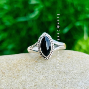 Black Onyx Ring, Handmade Ring, 925 Solid Sterling Silver Ring,Silver Black Onyx Ring, Women's Ring, Boho Ring, Black Ring, Gift For Her