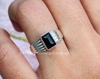 Anillo de ónix negro, Anillo de plata de ley 925, Anillo de ónix, Anillo hecho a mano, Anillo de mujer, Anillo negro, Anillo de piedra de nacimiento, Anillo boho, Regalo para ella