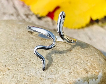 Anel de cobra de prata, anel de cobra de prata esterlina 925, joias feitas à mão, anel de serpente, anel delicado, anel de cobra ajustável, joias de cobra