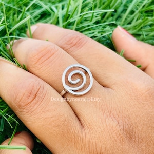 Sterling Silver Spiral Ring, Silver Spiral Ring, Handmade Jewellry, Swirl, Gift, Promise Ring, Right Hand Ring, Asymmetric Ring, Unique Ring
