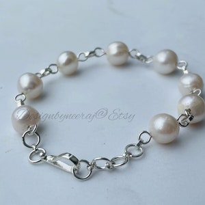 Freshwater Pearl Bracelet, 925 Sterling Silver Bracelet, Handmade Bracelet, Natural Freshwater Pearl, Bracelet For Women,Boho Gift Bracelet