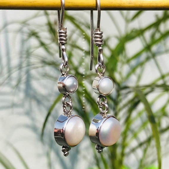 Handgefertigte Perlen Ohrringe Ohrstecker 925 Sterlingsilber Mit Echten Perlen – Klassische Damen-Ohrringe 2024 Perlenohrringe Silber Weiß