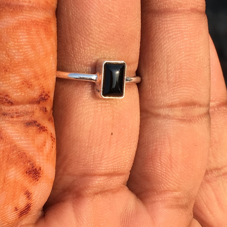 Natural Black Onyx Ring 925 Sterling Silver Ring Sterling Etsy