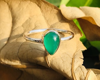 Natural Green Chrysoprase Ring ,925 Solid Silver, Chrysoprase Gemstone Jewelry, Handmade Sterling Silver Ring, Greeen Gemstone, Gift For Her