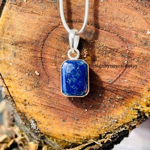 Lapis Lazuli Boho Pendant, Blue Gemstone Pendant, 925 Sterling Silver Pendant, September Birthstone, Birthday Gift, Pendant Necklace Gift