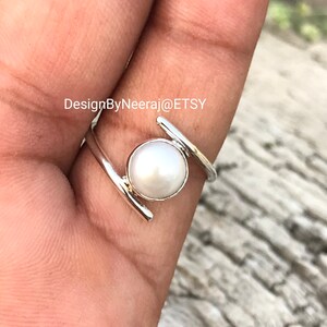 Natural Pearl Ring , 925 Sterling Silver Ring, Handmade Pearl Ring, Pearl Ring, Rings for Women, Gifts for Girls, Pearl Silver Jewelry Ring image 8