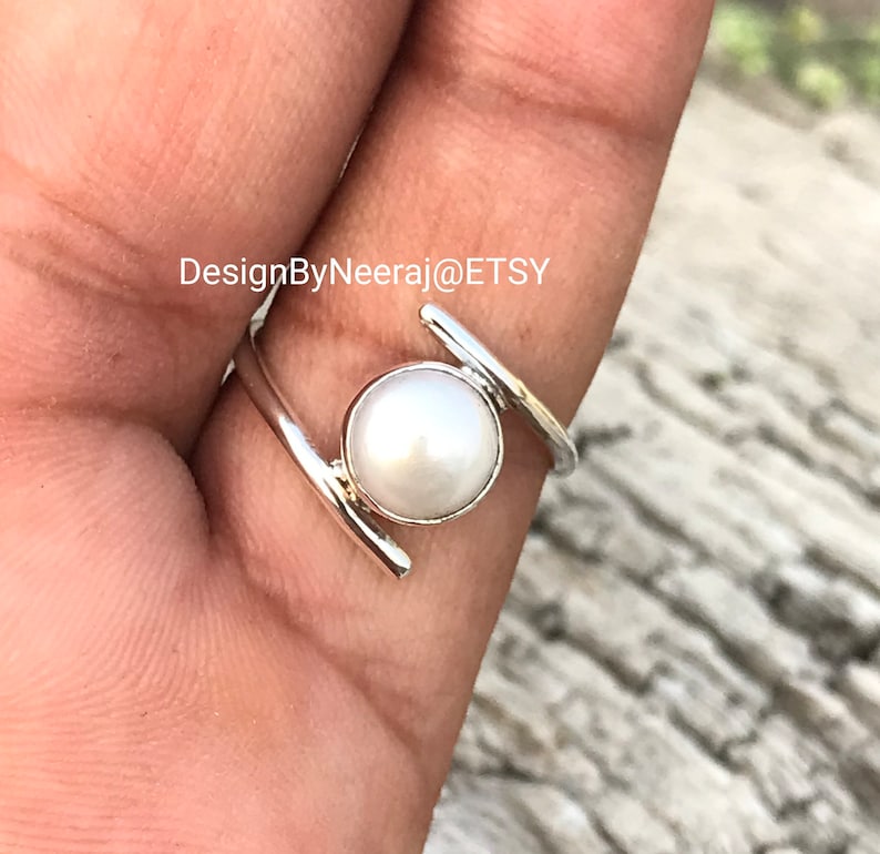 Natural Pearl Ring , 925 Sterling Silver Ring, Handmade Pearl Ring, Pearl Ring, Rings for Women, Gifts for Girls, Pearl Silver Jewelry Ring image 8