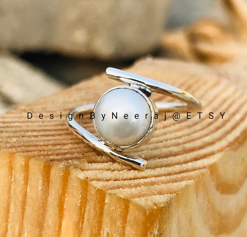 Natural Pearl Ring , 925 Sterling Silver Ring, Handmade Pearl Ring, Pearl Ring, Rings for Women, Gifts for Girls, Pearl Silver Jewelry Ring image 5