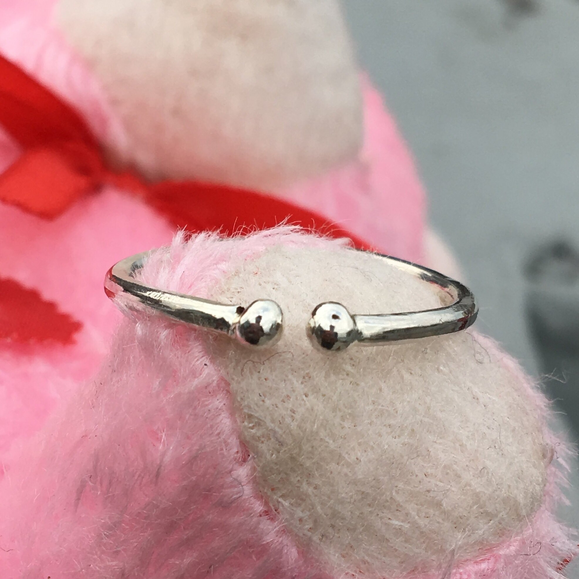 Double Ball Ring, 925 Sterling Silver Double Ball Ring
