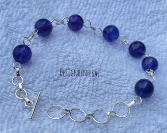 Amethyst Armband 925 Sterling Silber Lila Amethyst Damen Armband Februar Geburtsstein Handgemachter Minimalistischer Schmuck