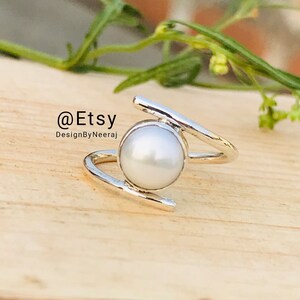 Natural Pearl Ring , 925 Sterling Silver Ring, Handmade Pearl Ring, Pearl Ring, Rings for Women, Gifts for Girls, Pearl Silver Jewelry Ring image 2