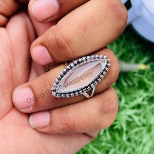Natural Rose Quartz Ring, 925 Sterling Silver Ring, Rose Ring, Gold Ring, Quartz Rose Ring, Handmade Quartz Silver Ring, Gift For Her