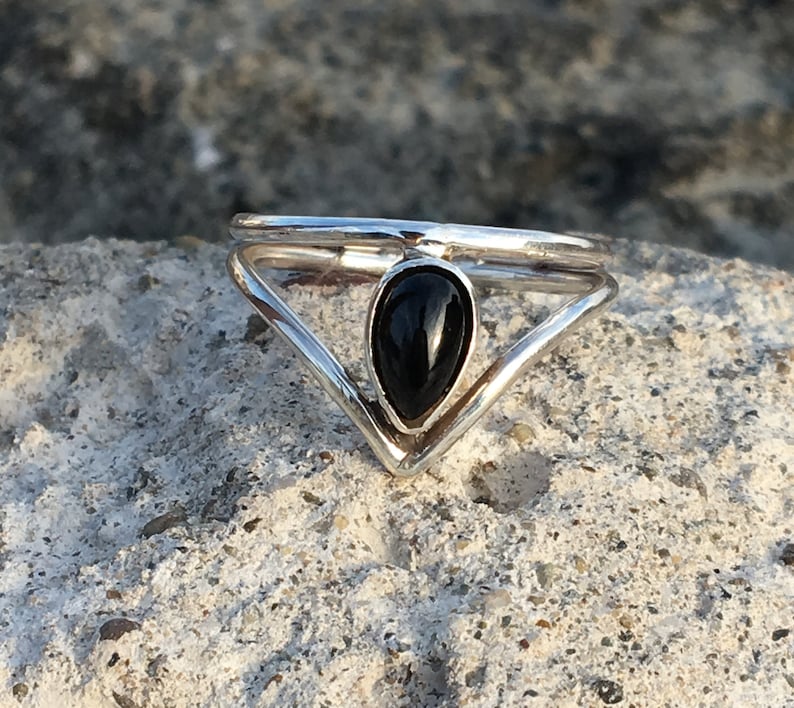 Crown Ring, Black Onyx Ring, Handmade 925 Sterling Silver Ring, Natural Black Onyx Ring, Gold Plated, Women Ring, Black Ring, Gift For Her image 1