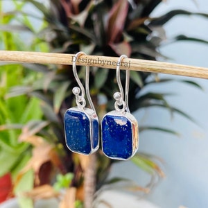LapisBlue Lapis Lazuli Drop Earrings, Handmade Earrings, Dangle Drop Earrings, 925 Silver Earrings, Blue Gemstone Earrings, Gift For Her